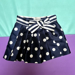 Goose Girls Navy & White Polka Dot Skorts Size 5-6 – White Bow & Zipper - Picture 1 of 4