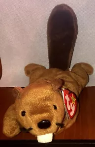 TY BEANIE BABYS 1995 BUCKY DER BIBER PLÜSCH MIT ETIKETT - Bild 1 von 2