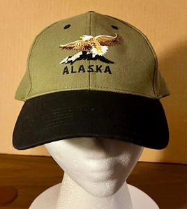 Sombrero de águila del círculo águila de Alaska verde cazador con correa negra gorra ajustable - Imagen 1 de 7