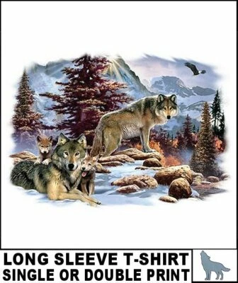 BEAUTIFUL WILD WOLVES WOLF FAMILY CUBS LYCAN WEREWOLF FOREST EAGLE T-SHIRT AB718 - Image 1 of 4