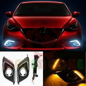 Luces antiniebla LED de parachoques delantero DRL blancas/amarillas para Mazda 3 2014~2016 - Imagen 1 de 10