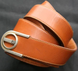 Vintage PIERRE CARDIN Tan Leather Men’s Belt 42" 80s - Picture 1 of 5