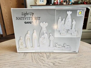 GANZ 7 Piece Light Up Nativity Set Christmas Cream Bisque Holiday Decor in BOX - Picture 1 of 13