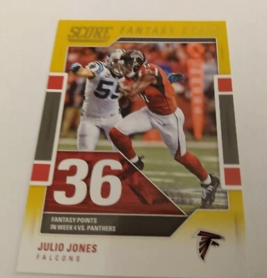2017 年 Julio Jones Score 幻想明星插入稀有黄色平行卡 #4 完好 — 第 1/2 张图片