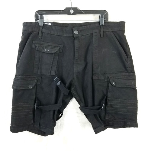 Jordan Craig pantaloncino uomo 38 nero cotone retrò cargo cinghie skater punk street