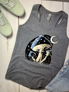 Instant Message Woman Gary Starry Muchroom Raceback Tank, Size Large - Picture 1 of 6