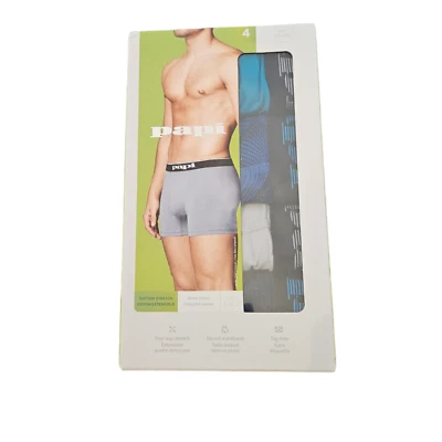 Paquete de 4 calzoncillos boxer elásticos de algodón Papi para hombre talla pequeña azul gris ropa interior Foto 1 de 4