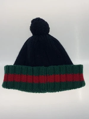 GUCCI Gorro Cachemira Tejido Gorra Línea Jerez Negro Pom Pom Talla L Hombres Italia Foto 1 de 4