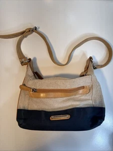 Stone Mountain Umhängetasche Tasche Baumwolle Leinen beige/blau Handtasche Beuteltasche - Bild 1 von 8