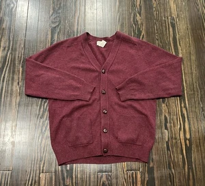 Vintage L.L. Bean Cardigan Sweater Men’s Medium Regular Burgundy Red Lambs Wool - Picture 1 of 4