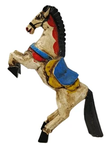 Antique VTG Hand Carved Wood Horse Figurine Standing Circus Carnival Folk Art 7" - Picture 1 of 13