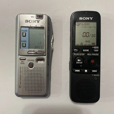 Lote de 2 Grabadoras de Voz Digitales Portátil Sony ICD-PX333 e ICD-P17 Reparación  Foto 1 de 4