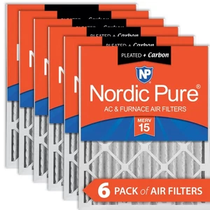 Nordic Pure 20x20x4 (3 5/8) Pleated Air Filters MERV 15 Plus Carbon 6 Pack - Picture 1 of 7