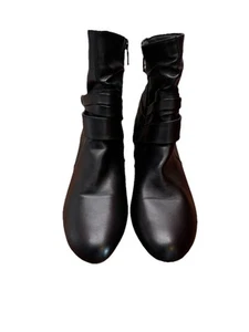 Hush Puppies Boots Womens 11M Ankle Booties Black Leather Zip - Picture 1 of 13