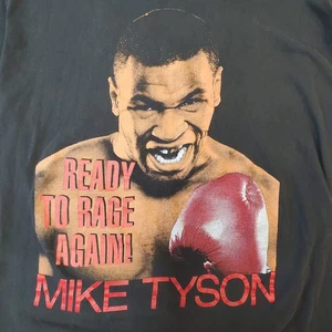 Vtg OG 1990s Mike Tyson Ready to Rage Again Rap Tee T-Shirt with George Foreman - Picture 1 of 8