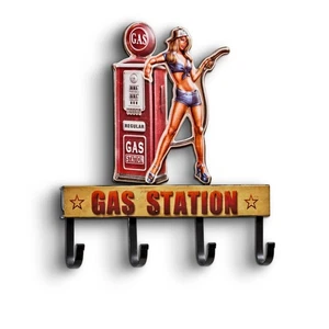 Placa de chapa Gas Babe con gancho para llave en relieve Gas Babe Taller Llave... - Imagen 1 de 6
