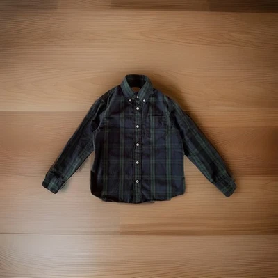 J Crew Crewcuts Boys Classic Button-Up Shirt Green/Blue Plaid Long Sleeve Size 8 - Image 1 of 4