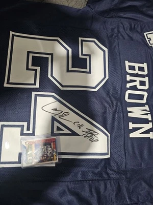 Camiseta Larry Brown autografiada firmada de los Dallas Cowboys inscripción SB con certificado de autenticidad Foto 1 de 4