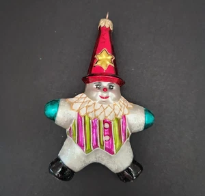 Christopher Radko "Estrella de Nieve" Rayas Payaso/Muñeco de Nieve Adorno Navidad - Imagen 1 de 5