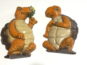 De colección 1978 Par de Colgantes de Pared Burwood Naranja Plástico Tortuga Kitsch Decoración del Hogar - Imagen 1 de 7