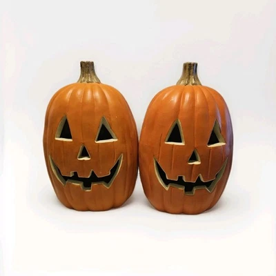 2 moldes de Halloween de calabaza Jack O’Lantern iluminados vintage de 16 pulgadas Foto 1 de 4