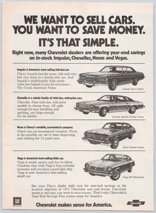 Chevrolet 1974 Print Ad Vintage Car Sales Impala Chevelle Nova Vega - Picture 1 of 1