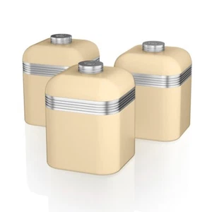 Swan Retro Cream Tea, Coffee & Sugar Matching Set of 3 Kitchen Storage Canisters - Picture 1 of 2