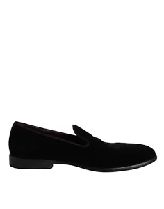 Dolce & Gabbana Schwarz Samt Slipper Formelle Herren Kleid Schuhe Authentisch - Bild 1 von 6