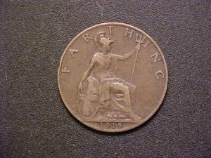 1919 GREAT BRITAIN 1 FARTHING KM# 808.2-HIGH GRADE CIRC COLLECTOR COIN!-d6163xtc - Picture 1 of 2