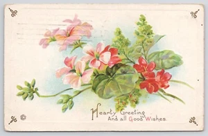 Cartolina Saluti Cordiali e Auguri Fiori in rilievo 1912 - Foto 1 di 2