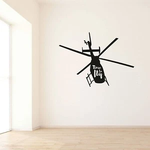 Calcomanías de pared para helicóptero Fly Quotes para niñas niños habitación hogar - Imagen 1 de 6