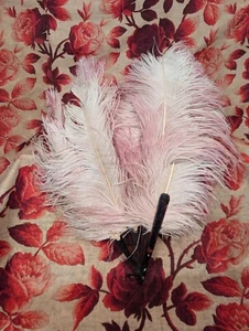 FLAPPER 1920’S PETAL PINK OSTRICH FEATHER FAN - Picture 1 of 3