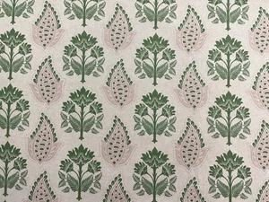 Agar Morris Linen PINK GREEN Fabric Curtain Blind Upholstery Craft - Picture 1 of 7