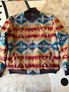 EUC Pendleton Indian Aztec Print Los luna Wool Blend Bomber Jacket Men's XL - Picture 1 of 9