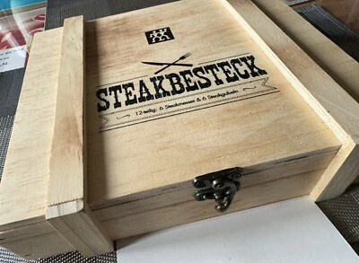 Zwilling Steak Besteckset Gabel Messer rustikale Holzbox Edelstahl 12-teilig NEU - Bild 1 von 4