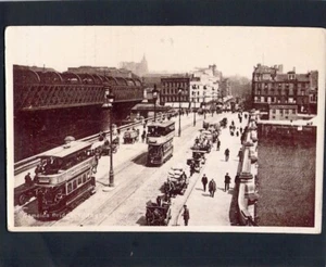 F2254 UK Glasgow Jamaica Bridge Trams Horse Carts RPPC vintage postcard - Picture 1 of 2