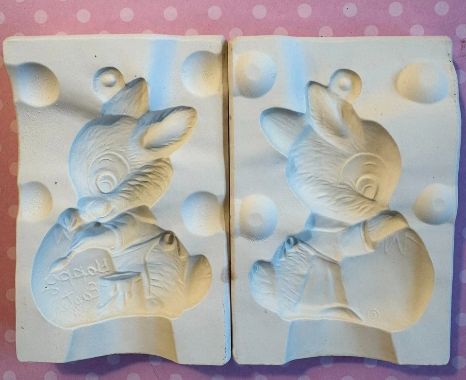 Boy Bunny w/Egg-Easter 2 Sided Ornament-Alberta Mold #A193 Foto 1 de 1