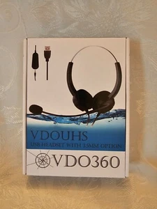 NEW VDOUHS Headset, VDO360, USB Headset w Noise Canceling Microphone Free Shippi - Zdjęcie 1 z 3