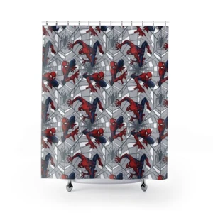 Marvel Spider-Man Shower Curtain, Marvel Avenger Bathroom, Marvel Shower Curtain - Picture 1 of 7