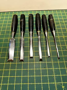 Graduated Set of 6 no. Good Quality Stanley 5001 Black Bevel Edge Wood Chisels - Picture 1 of 10