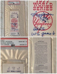 1977 REGGIE JACKSON Signed+ Baseball World Series Game Ticket PSA/DNA GEM MT 10 - Picture 1 of 8