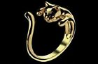 Cute Gold Cat Shaped Ring With Rhinestone Eyes, Adjustable and Resizeable
