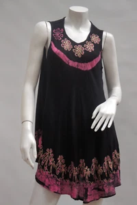Vintage Embroidered Black And Pink Tie Dye Dress Boho Hippie Cottagecore - Picture 1 of 7