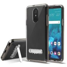 Hybrid Bumper+Transparent Gel Skin Case w/Stand Cover for LG Stylo 4 Q710