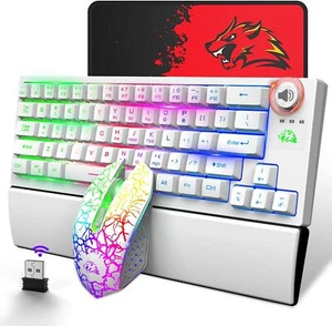 US RGB Wireless Gaming Keyboard and Mouse Dynamic Backlit RGB LED and Wrist Rest - Picture 1 of 19