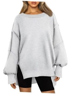 Womens Oversized Sweatshirts Hoodies Crewneck Shirts Fall Outfits Large Grey - Picture 1 of 7
