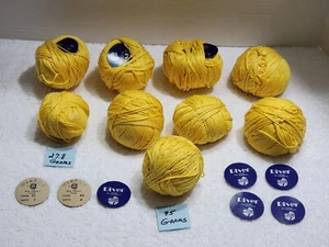 7 - 50 GRAM BALLS + EXTRA ROLLED LANA GROSSA RIVER 100% COTTON YARN YELLOW - Picture 1 of 6