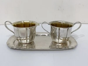 Vintage WM Rogers #625 ~ Silver-Plated Creamer & Sugar Bowl with Tray Set - Picture 1 of 12
