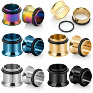 4pcs Punk Ear Flesh Gauges Ear Tunnels Plugs Single Flare Piercing Expander ↖ - Picture 1 of 11