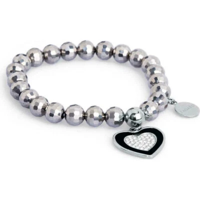 Sagapo Bracciale Elastico Donna Cuore Sfere Color Argento Sagapò SFR14 S’agapo - Immagine 1 di 2